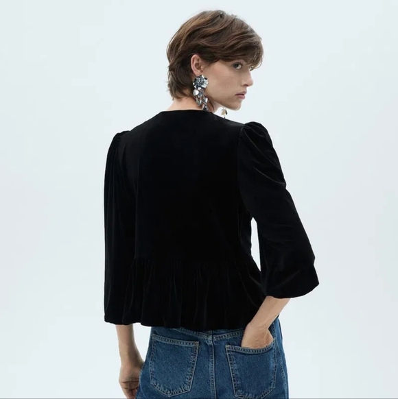 NWTS Mango Velvet Blouse With Bows - Picture 4 of 6